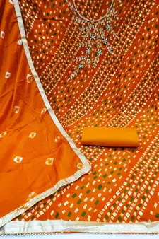 Mustard beads blended cotton salwar