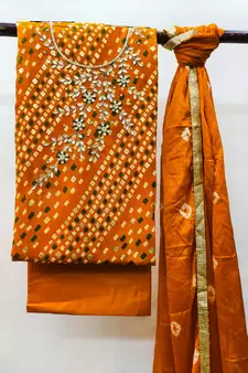 Mustard beads blended cotton salwar