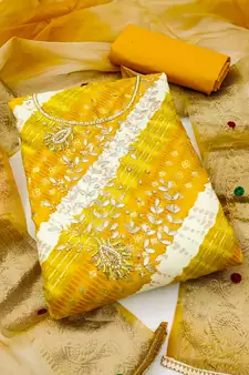 Multicolor beads blended cotton salwar