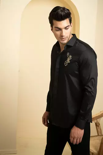 Black Perto Reindeer Shirt