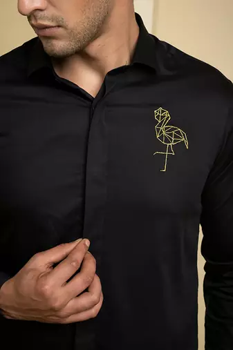 Black Perto Crane Shirt