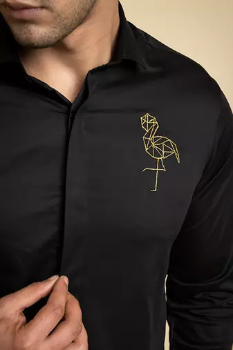 Black Perto Crane Shirt