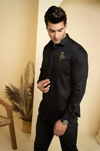 Black Perto Crane Shirt