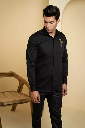 Black Perto Crane Shirt