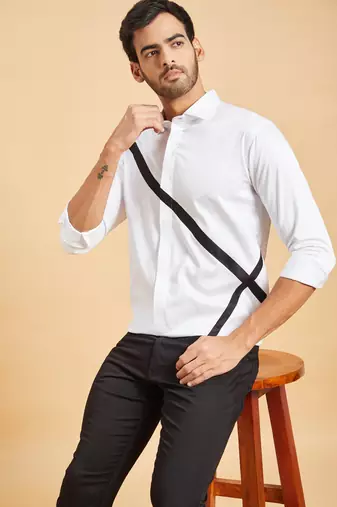 White Scale Pattern Shirt