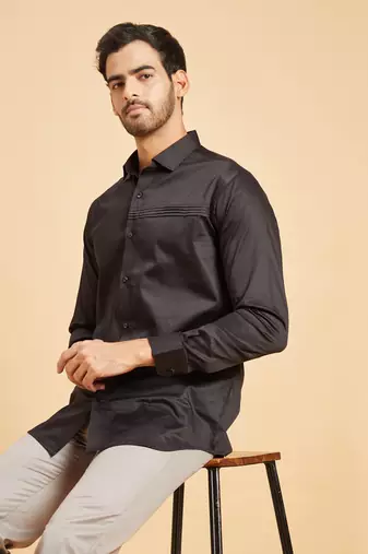 Black Ragic Pintuck Shirt