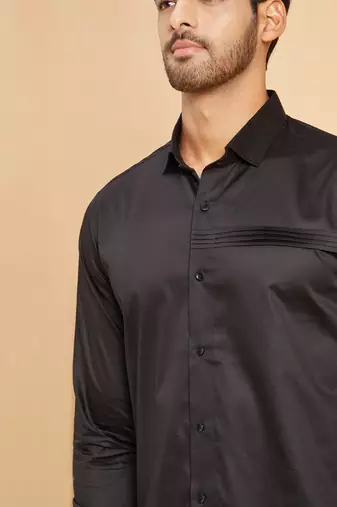 Black Ragic Pintuck Shirt