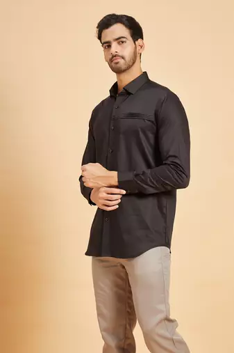 Black Ragic Pintuck Shirt