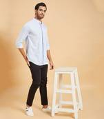 Sky Blue Skii Chinese Collar Shirt