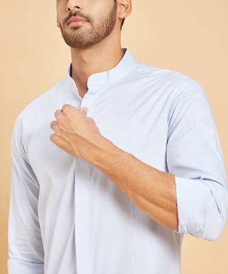 Sky Blue Skii Chinese Collar Shirt 2