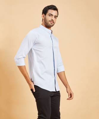 Sky Blue Skii Chinese Collar Shirt 4