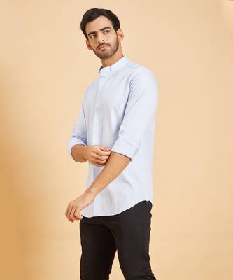 Sky Blue Skii Chinese Collar Shirt 5