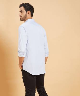 Sky Blue Skii Chinese Collar Shirt 7