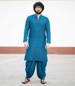 Teal Blue Mirror Kurta Set