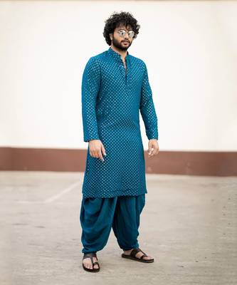 Teal Blue Mirror Kurta Set 3