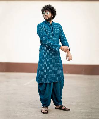 Teal Blue Mirror Kurta Set 6