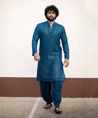 Teal Blue Mirror Kurta Set 7