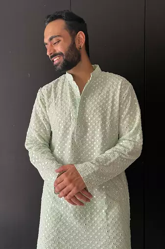 Pista Green Mirror Kurta