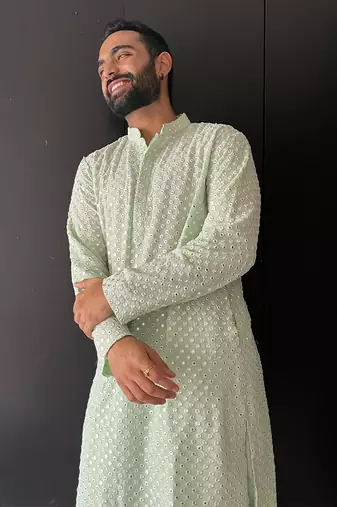 Pista Green Mirror Kurta