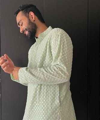 Pista Green Mirror Kurta 5