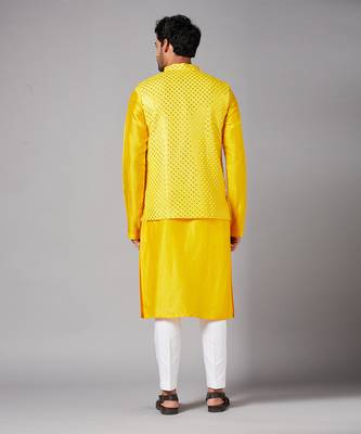 Mustard Yellow Mirrored Nehru Jacket Set 7