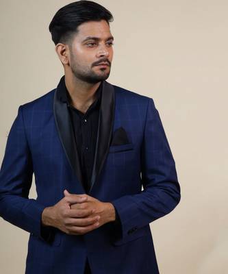 Blue Checkered Designer Tuxedo Set 2