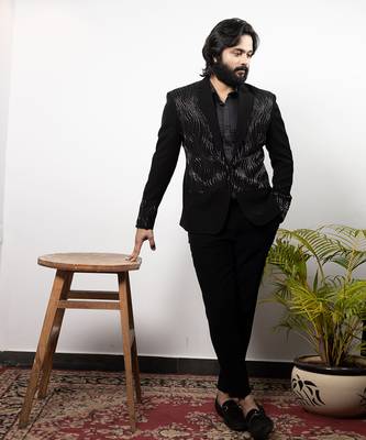 Navy Designer Double Breasted Blazer 2