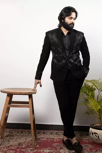 Navy Designer Double Breasted Blazer