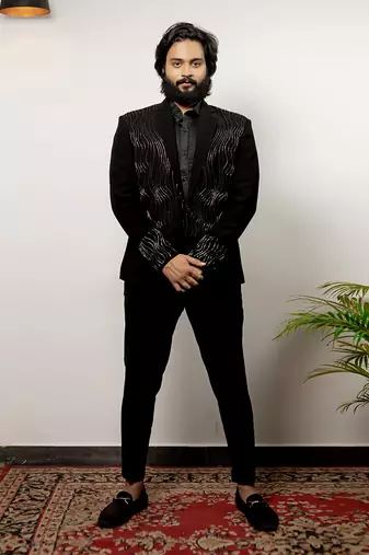 Navy Designer Double Breasted Blazer