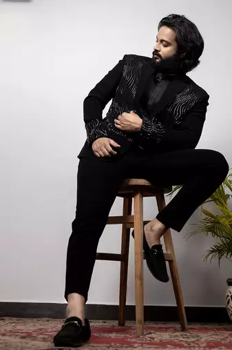 Navy Designer Double Breasted Blazer