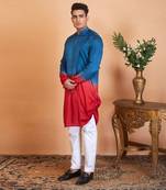 Blue & Red Radical Marino Flap Kurta Set