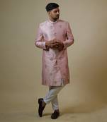 Light Coral Embroidered Designer Sherwani