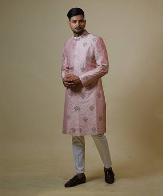 Light Coral Embroidered Designer Sherwani 2