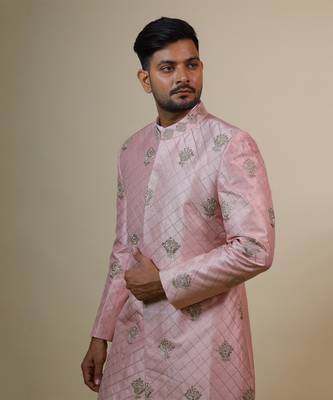 Light Coral Embroidered Designer Sherwani 3