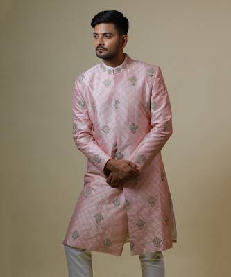 Light Coral Embroidered Designer Sherwani 6