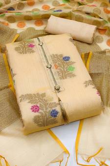 Beige woven Art Silk blend salwar