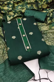 Green woven Art Silk blend salwar