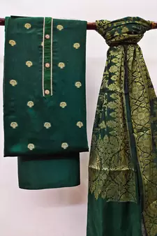 Green woven Art Silk blend salwar