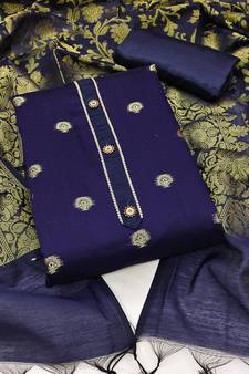 Blue woven Art Silk blend salwar