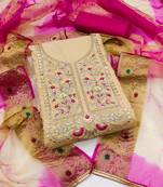 Beige moti cambric salwar