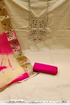 Beige moti cambric salwar