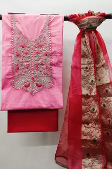 Baby-pink moti cambric salwar