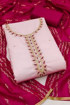 Baby-pink woven cambric salwar