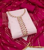 Baby-pink woven cambric salwar