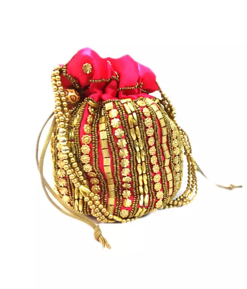 Pink floral motif Designer potli