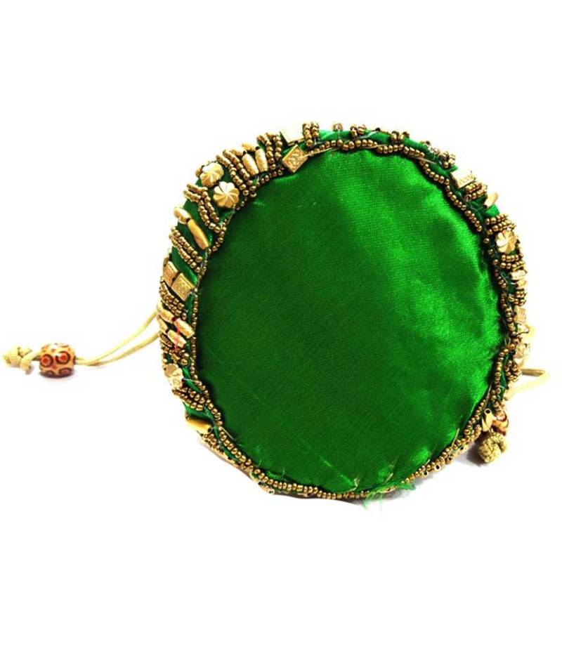 Green floral motif Designer potli