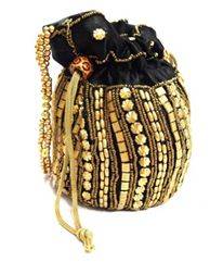 Black floral motif Designer potli 1