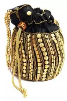 Black floral motif Designer potli