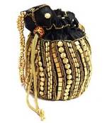 Black floral motif Designer potli