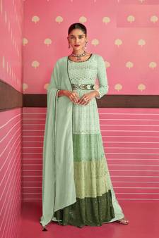 Green Colour Trending Ethnic Embroidered Partywear Salwaar Kameez